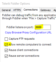 Using Fiddler with Devices